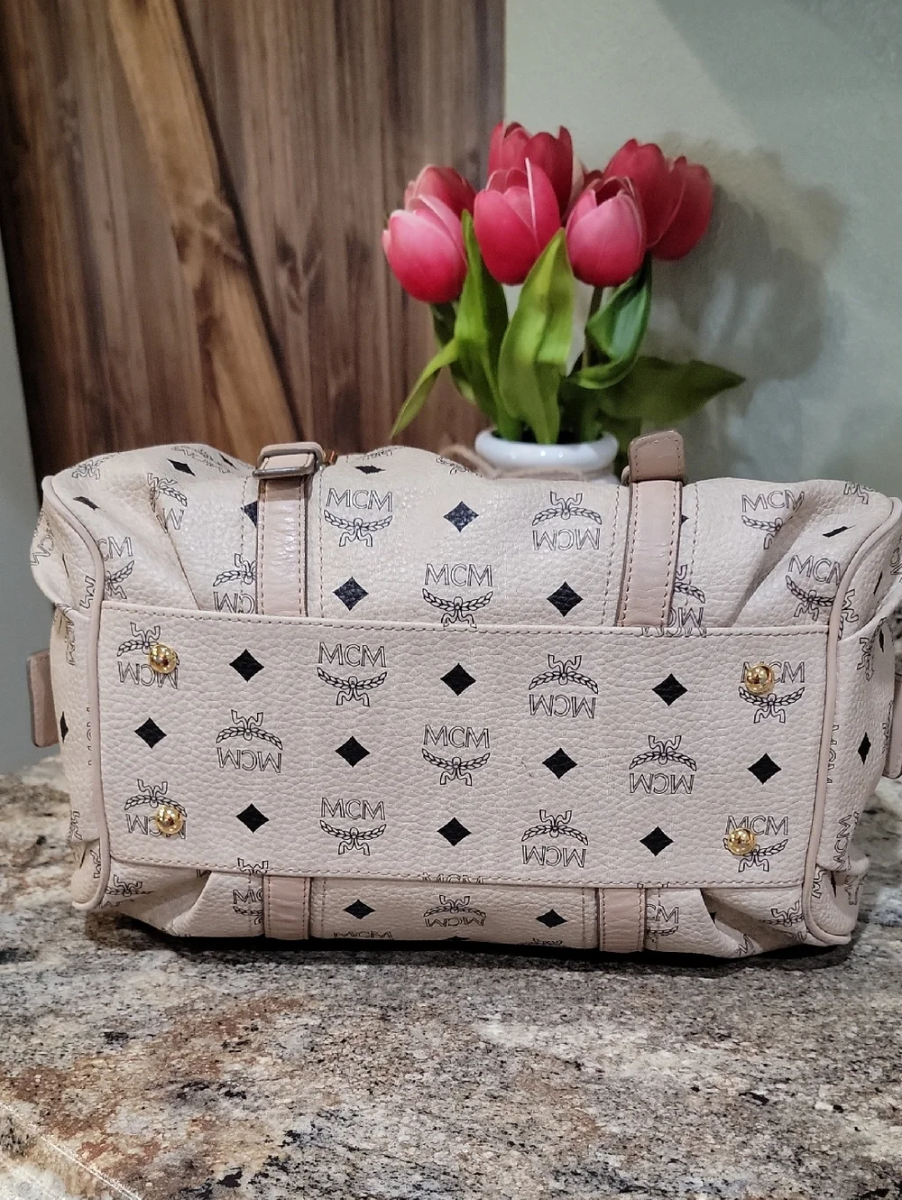 MCM EUC Visetos Buckled Boston Bag like new - Picture 10 of 14